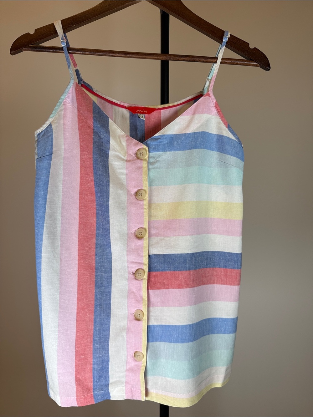 Joules Carper Pastel Stripe Linen Blend Cami Tank Top | Size 4